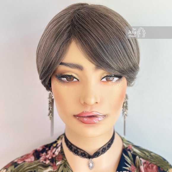 Grey Mocha Straight Bob Wig | Her Wig Closet | Betty - Picture 2 of 8